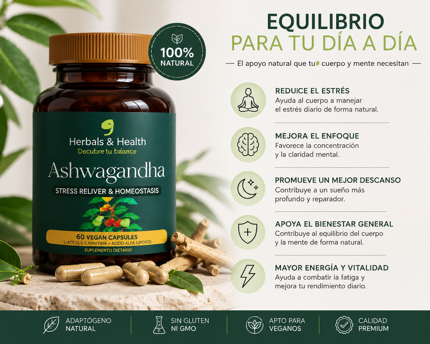 Ashwagandha Vital – Armonía para cuerpo y mente (60und)